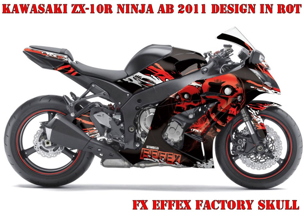 Beispiel Bild für die Farben, Skull Rot für Kawasaki ZX-10R Ninja 2011-2015